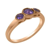 Britanci napravio 9K ružičastog zlatnog prirodnog ametista Ženski prsten - Veličine opcije - Veličina