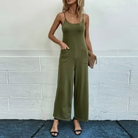 Ženski skokovi rastezljivi modni loungewear halter kombinezoni s džepovima hlače za hlače s džepovima