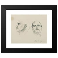 John Singer Sargent crni moderni uokvireni muzej umjetnički print pod nazivom - dvije studije glave