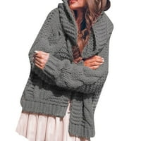 Cardigan za žene Jesenski zimski zvučni džemper za gužvu ženski modni kaput tamno siva veličina xxl