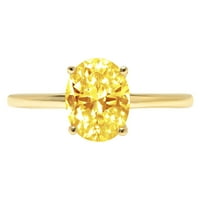 2. CT sjajan ovalni rez prozirni simulirani dijamant 18k žuto zlato pasijans prsten sz 5.25
