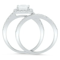 2. CT smaragdni rez originalni kultivirani dijamant VS1-VS G-H 18K bijelo zlato Halo Angagement Wedding Bridal Set Dizajnerski prsten BW Set veličine 8.5
