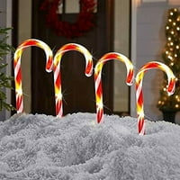 Candy Cane Svjetla Božićne ukrase, postavlja ukrase za stazu markera za vrtni travnjak i prednje dvorište vanjski ukrasi, toplo svjetlo