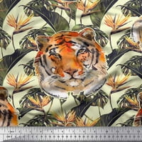 Soimoi Rayon Crepe tkanina tropskog lišća i tigarskog lica džungle Ispiši šivanje tkanine dvorište široko