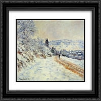 Claude Monet matted crnarna ukrašava uokvirena umjetnost, put do vetheuil, efekte snijega '
