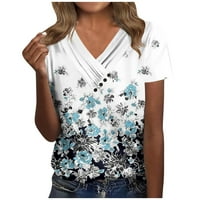 Apepal V rect T majice za žene cvjetne ljetne vrhove kratkih rukava majica Ležerne tunike Multicolor m