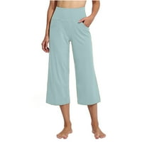 Whlbf joga hlače za žene plus veličine, žene čiste boje visoki struk sportski fitness joga široki široki