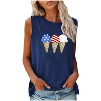 4. srpnja ženska američka zastava majica Udobna dnevna zastava Nezavisnosti Ispis bluza Crewneck bez