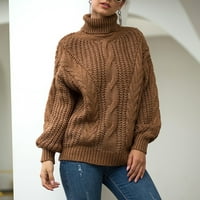 Kabelski pleteni džemper žene jesen i zima novi pleteni časovni stil debeli pulover visokih vrata