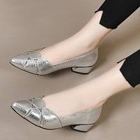 Spekantirani prst srednje pete gusta plitka vintage srebrna ženska ženska pad modne cipele Božićne veličine