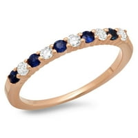 DazzlingRock kolekcija 18k Round Blue Sapphire & White Diamond Ladies Smještaj za vjenčanje, ružino
