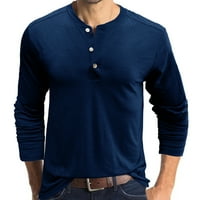 Muška majica Muškarci Dugi rukav Beefy Mišić Basic Solid Pure Color BluZA TEE majica Top Blue dugih