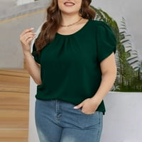 Ženske majice Plus size posadni vrat Pleted vrhovi Ljeto pune boje kratkih rukava bluza zelena l