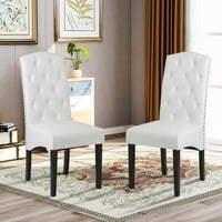 Stolice za ručavanje PU blagovaonica stolice za slobodno vrijeme sa čvrstim drvenim nogama dnevne sobe stolice za stolice bijele w d h