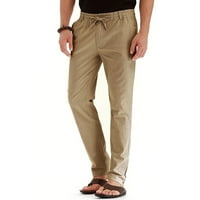 Tuscom muške poslovne casual hlače labave velike veličine elastični struk pamuk All-Match Solid Color Drawstring duge hlače