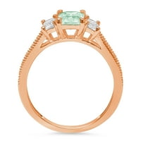 1.82ct smaragdni rez zeleni simulirani dijamant 14k ružičasti ružičasti zlato graviranje izjava godišnjica Angažovanost vjenčanja Trobotna prstena veličine 5,25