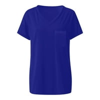 Ženski vrhovi Ženska bluza s kratkim rukavima Louse Love Solid Boja Ljeto okrugle dekolte Majice Plava