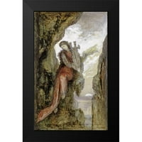 Moreau, Gustave crni moderni uokvireni muzej umjetnički print pod nazivom - Sappho na litici