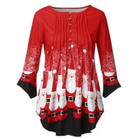 Ženski vrhovi ženske plus veličine dame modni crikoviti božićni božićni ispis bluza od manžete crveni