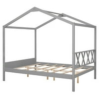 Krevet za odmor pune veličine sa skladišnim prostorom, sivom bojom
