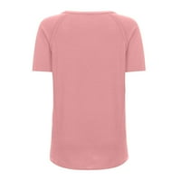 Tking Fashion Womens Plus Veličina Labavi kratki rukav Držinje Summer Casual V izrez T majice Pink L