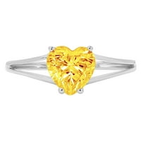 1.0ct srce od žutog prirodnog citrina 18k bijelo zlato Angažovane prstene veličine 8.25