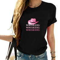 Whiskers Cowgirl Hat Pink Lover Modna majica kratkih rukava s jedinstvenim grafičkim printom - trendi