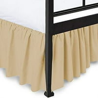 Čista pamučna ruffle suknja - pamučna veličina ruba za prašinu sa podijeljenim kutnim krevetom suknja 5 Dužina - tri bočna pokrivenost - taupe