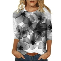 Rukave tunike kratkih rukava za žene za žene okrugli vrhovi vrata TEE labav fit tiskani pulover bluze