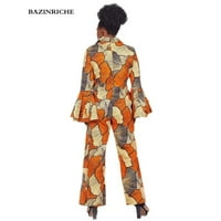 Kombinezon za afričke rume za žene Flare s dugim rukavima Bazin Ankara Print ženska odjeća WY4388