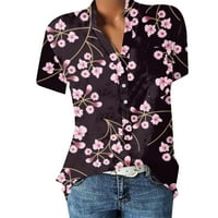 Ženski tunik kratkih rukava na vrhu Ležerne rezervoarske ljetne majice Tee Labavi fit bluzu vino s