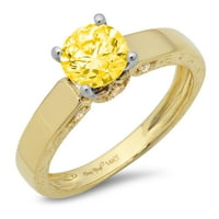 1. CT sjajan okrugli rez prozirni simulirani dijamant 18K žuti bijeli zlatni pasijans prsten sz 5