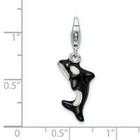 Sterling srebrni 3-d emajlirani orke Whale W clapster charm qcc837