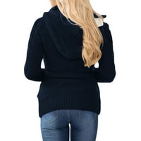 Tking modne ženske kapuljače s dugim rukavima Cardigan Chunky Knitsen Jesen zimski džemperi kaput tambblue