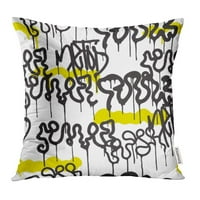 Žute oznake Crno-bijeli grafiti ručni crtež u hip hop ulici stil za četkicu jastučni jastuk za poklopac