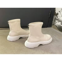 WAZSHOP Women Boot Casual Winter Boots Mid Calf cipele Platform Udobne žene Zipper Anti klizanje Beige