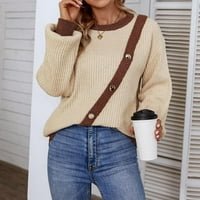Ženski pleteni pulover Labavi tunik Top Plus veličina dugih rukava džemper modni rat