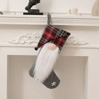 Jedinstvene božićne čarape Crveno sivo plaće ispisano bez likovnih gnoma za porodičnu božićnu ukrasu