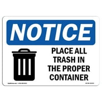 Obavijesti znakovi - obavijest Stavite sve smeće u odgovarajuću kontejneru