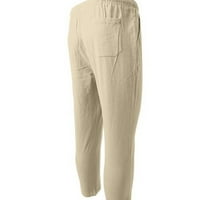 Wendunide Cargo Hlače za muškarce Ležerni džep Srednji struk posteljina pamučna sportova obrezana hlače