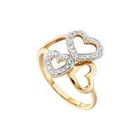 10k dvotonski zlatni okrugli dijamant trostruki srčani prsten. CTTW