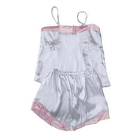 Ženska satenska pidžama Set ljetni casual bez rukava od rukava i kratkih hlača sa ležaljkama donje rublje