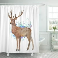 Smeđa šumska akvarel Realni jelen i cvjetni post vintage kupatilo DECORUT HARDUT HAPLUT