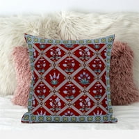 Amrita Sen Designs CAPL1051BRCD-ZP- in. Mughal Art BroadCloth Indoor i vanjski patentni jastuk - crvena,