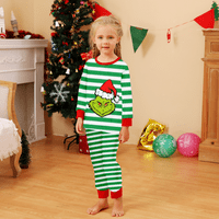Smiješne božićne pidžame za djecu, božićnu djevojku pidžama-zelene bijele pruge i zelene vilenje sa