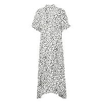 Haljine za ženske polke tačače Ispis tunika struka midi haljina Ljetna casual haljina s kratkim rukavima