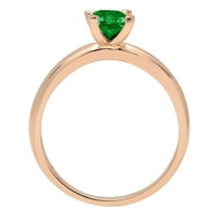 CT Sjajni smaragdni rez simulirani smaragd 14k Rose Gold Solitaire prsten SZ 5.25