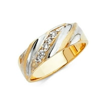 Dragulji LU 14K bijeli i žuti zlatni prsten dva tona kubična cirkonija cz Muška godišnjica vjenčana