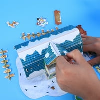 3D puzzle Mini kuća Christmas KIT Kit DIY šarene crtane kartonske ploče za odmor Kuća za odmor