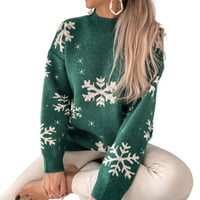 Dianhelloya s dugih rukava s dugim rukavima rebrasti obloge božićne džemper žene jacquard snowflake
